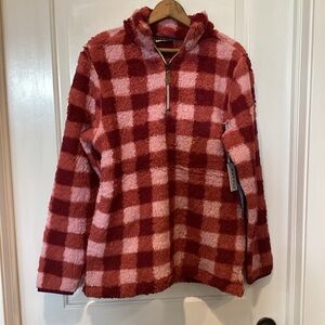 NEW Katydid Red and Pink Fleece Pullover